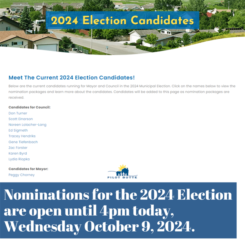 2024 Election Candidates as of 9am on Oct 9th