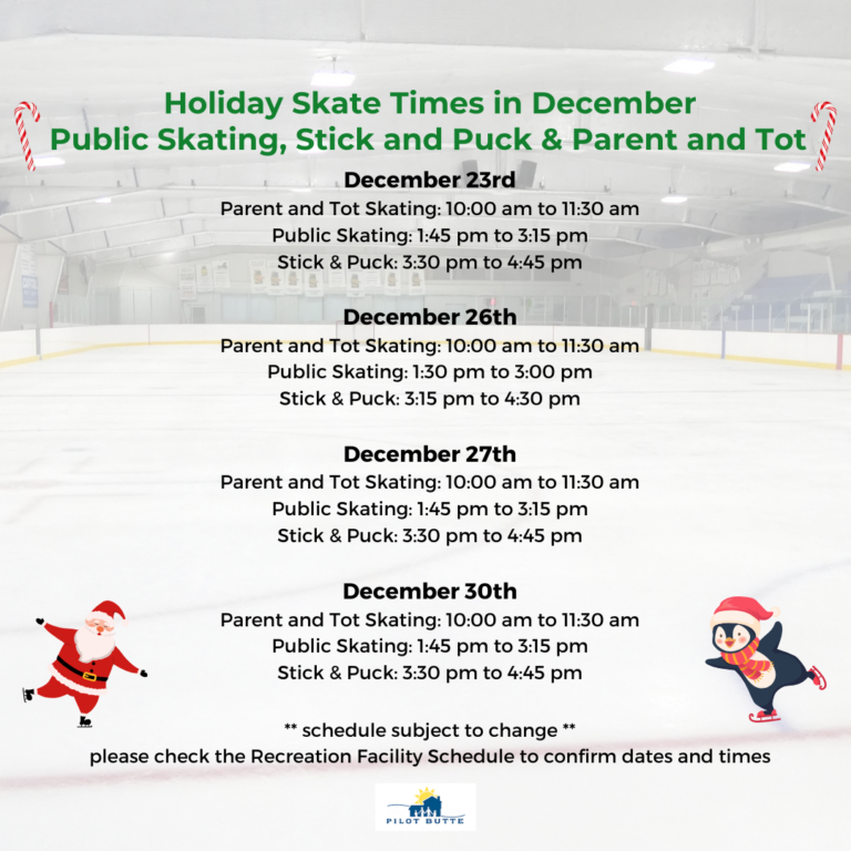 Holiday Skate times December 2024