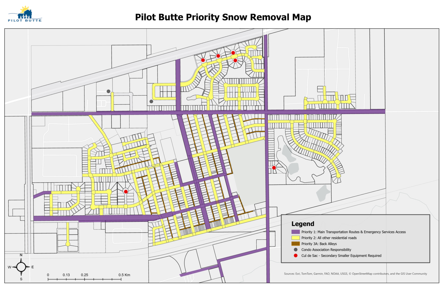 Pilot Butte Priority Snow Removal Map