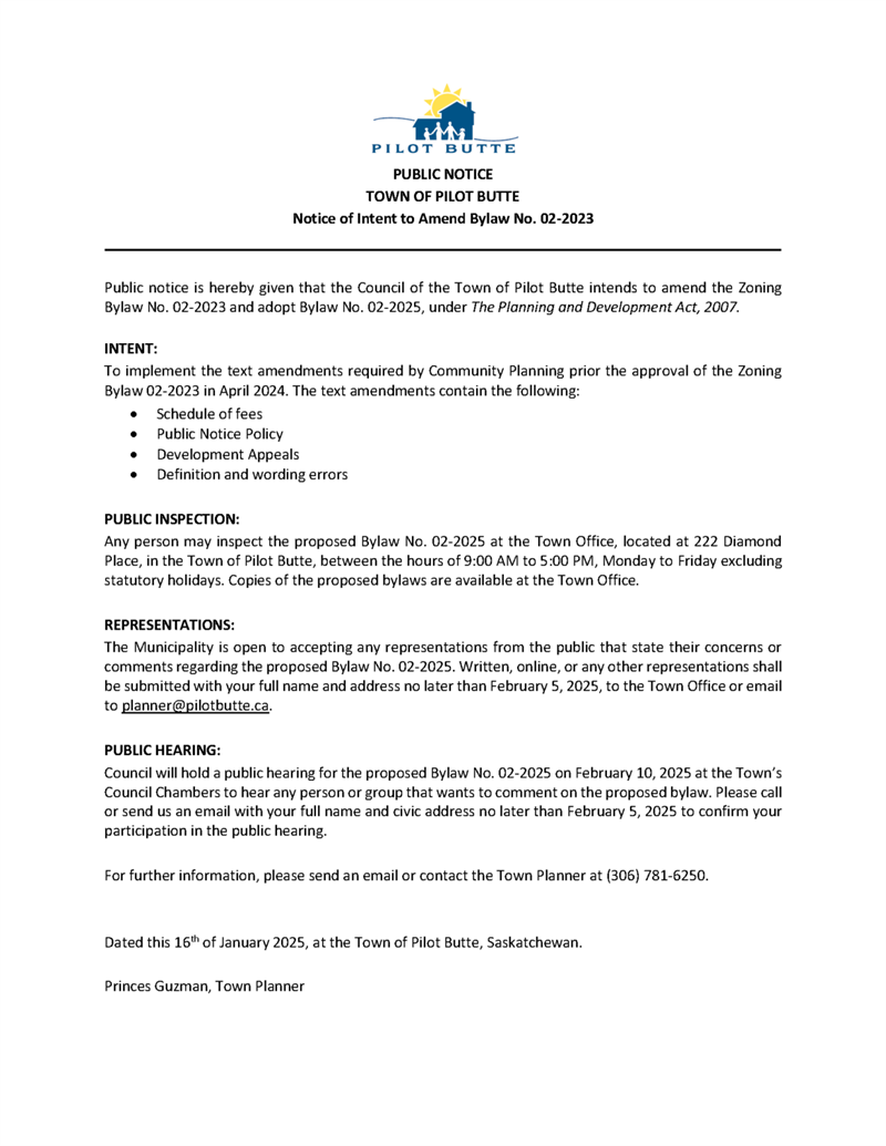 Public Notice Zoning Bylaw