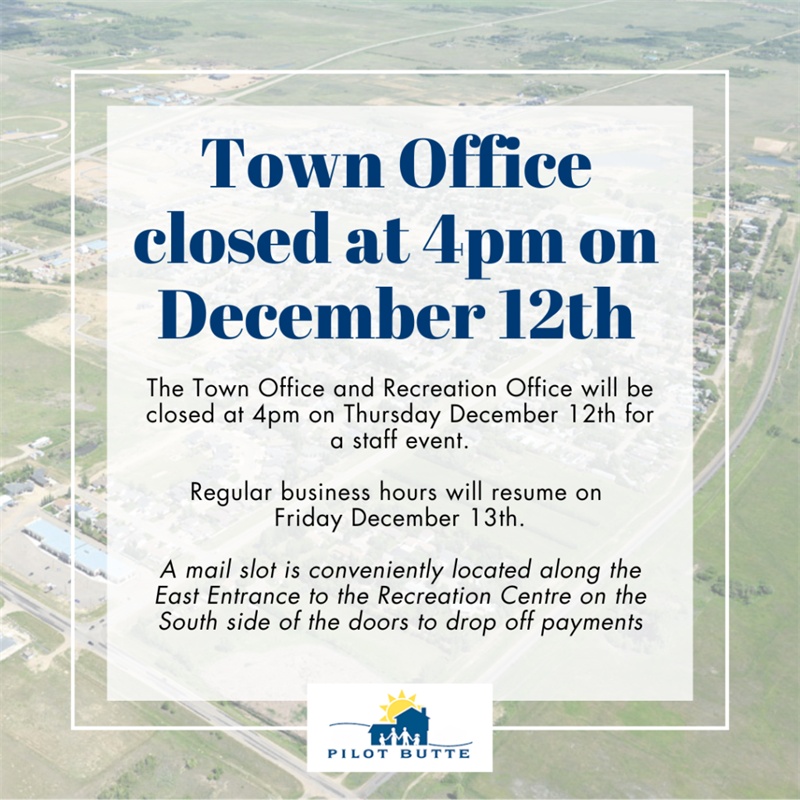 Town Office closed at 4pm on December 12th