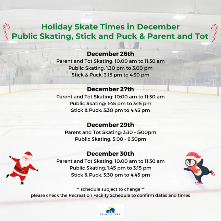 Upcoming Holiday Skate times December 2024